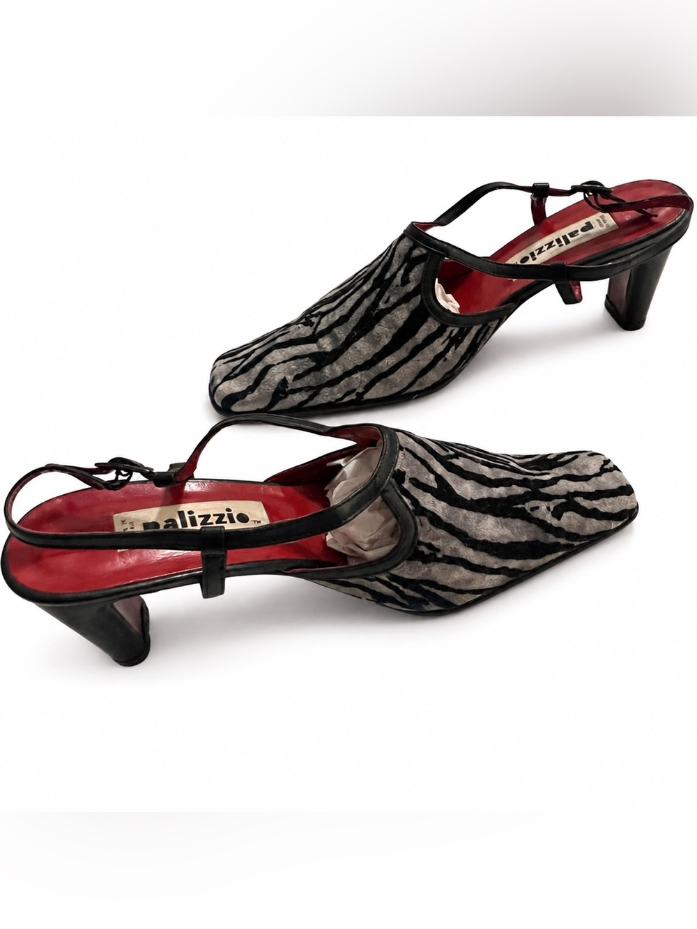 Vintage Y2K Velvet Zebra Slingback Mules